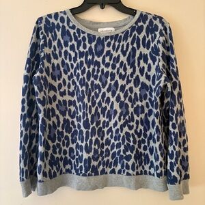 Liz Claiborne Blue Gray Animal Print Sweater Pullover Women’s Medium 100% Cotton
